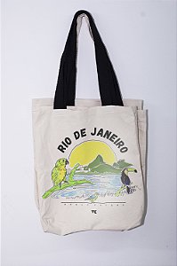 Bolsa ecobag em algodão cru tema Rio Lagoa