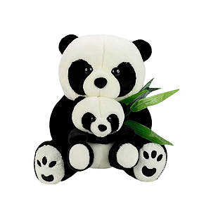 Brinquedo de Pelúcia Urso Panda Mamãe e Filhote
