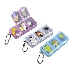 Porta Comprimido com 3 compartimentos, Menina, Bichinhos