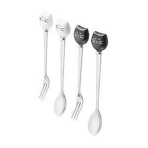 Garfo De Sobremesa Ou Colher De Café Aço Inox Gatinho