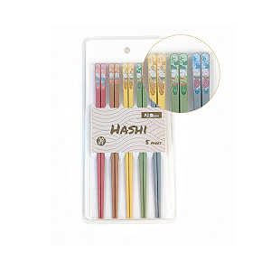 Conjunto de Hashi 5 Pares Gatinho Colorido
