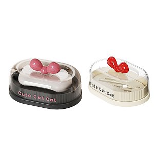 Saboneteira com Design Gatinho e Laço- Allmini