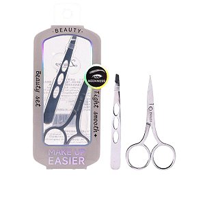 Kit Tesoura e Pinça para Sobrancelha Beauty Set Smooth