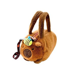 Bolsa Pelúcia para Viagem Capivara Abelinha, com Alças