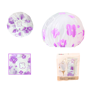 Touca de Banho Estampada Floral Lilás
