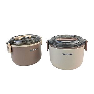 Marmita Compacta Redonda com Colher – Fácil de Transportar
