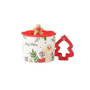 Caneca de Cerâmica Natalina com Tampa de Silicone
