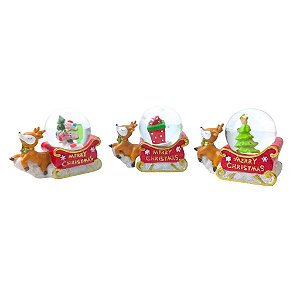 Globo de Neve Natalina, Treno com Rena, P - Allmini