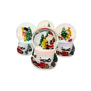 Ornamento Globo de Neve Natalina com Luz de Led, Base Neve, M- Allmini