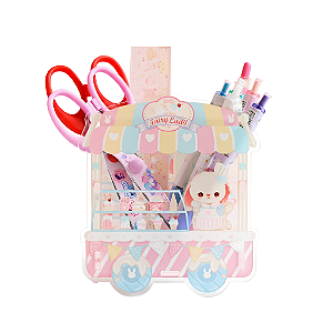 Porta Lápis e Caneta de Mesa Carrinho de Doces Doçuras - Allmini