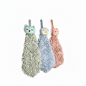 Toalha de Mão Chenille Microfibra Bichos Dormindo