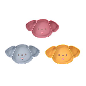 Prato Infantil de Silicone com Ventosa Cachorro