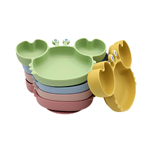 Prato Infantil de Silicone com Ventosa Caranguejo