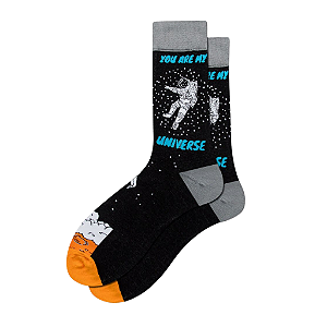 Meia Cano Médio Feminina Astronauta no Universo All Black - Allmini