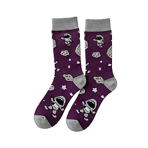 Meia Cano Médio Feminina Roxinha de Astronauta - Allmini