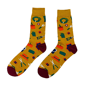 Meia Cano Médio Feminina Amarela de Ferramentas - Allmini