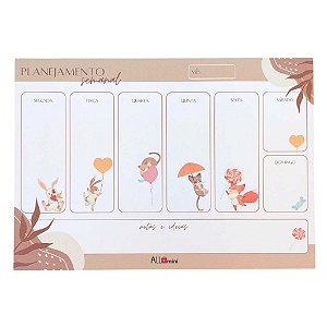Bloco de Planejamento Semanal Animais da Alegria