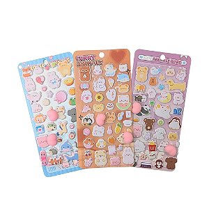 Adesivo Squish Decorativo Fofuras Em Relevo