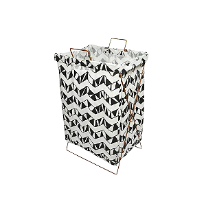 Cesto Organizador Para Lavanderia Zebrado com Suporte