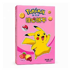 Biscoitos Recheado Sabor Morango Pokémon 52g