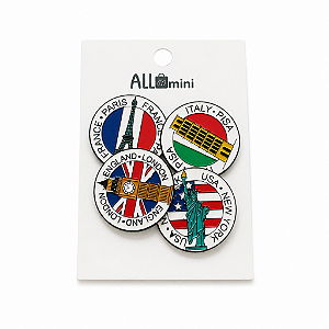 Conjunto de Broches de Metal Viagens Países