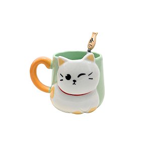 Caneca de Cerâmica Gato e Peixe - Allmini