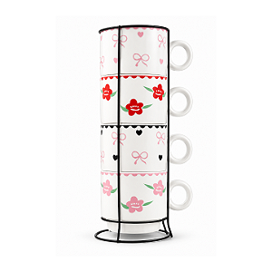 Conjunto de Canecas de Cerâmica Floral - Allmini