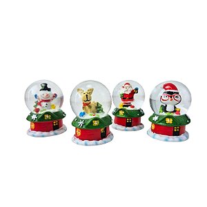 Ornamento Globo de Neve, Casinha Vermelha Natalina - Allmini
