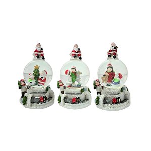Ornamento Globo de Neve, Papai Noel no Topo - Allmini