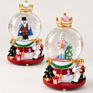 Ornamento Globo de Neve Quebra-Nozes com Coroa