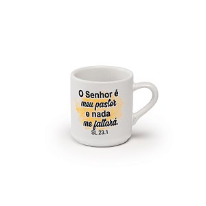 Xícara Café Canequinha Lisa Branca Decorada Salmo 60 ml