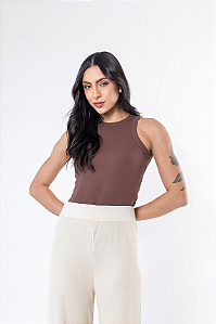 Regata Nadadora Canelada Marrom Chocolate Quente