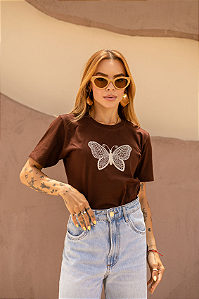 Tshirt Borboleta Bege