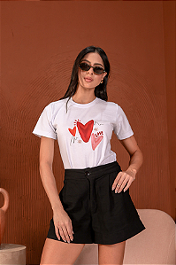 Tshirt Corações Love Algodão Sustentável