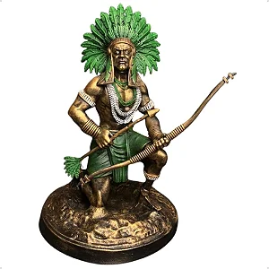 Imagem Caboclo Pena verde 21cm resina