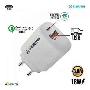 CARREGADOR KIMASTER T110 PD+QUICK CARGE 3.0
