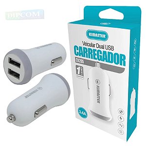 CARREGADOR VEICULAR 3.4A - KIMASTER - CV205 - 2 USB