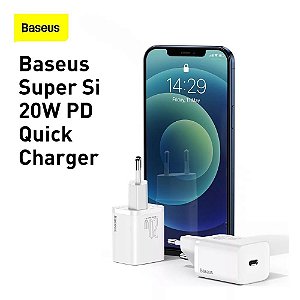 KIT CARREGADOR BASEUS CABO PD x LIGHTNING + FONTE 20W
