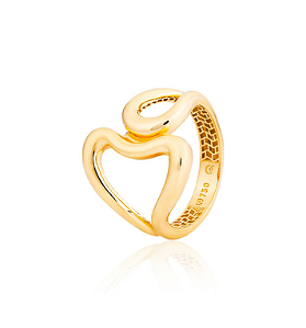 ANEL CORAÇÃO VAZADO UNI OURO 18K