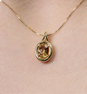 PINGENTE OURO 18K CITRINO OVAL