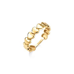 ANEL DE OURO 18K CORAÇÕES