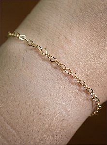 PULSEIRA DE OURO 18K ELO CORAÇÃO PULLOVE 45
