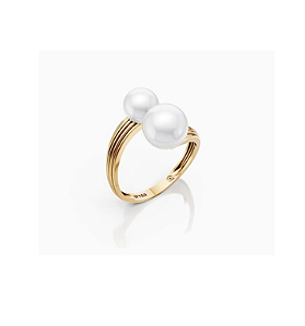 ANEL CALENA EM OURO 18K COM DUAS PÉROLAS