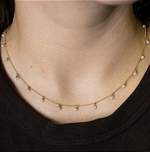 GARGANTILHA DE OURO 18K PEROLINHAS GA0803346 PER