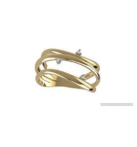 ANEL DE OURO 18K 3 BRILHANTES