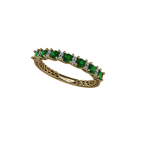 ANEL DE OURO 18K DIAMANTES E ESMERALDAS