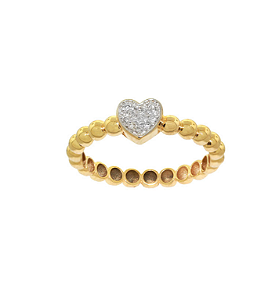 ANEL DE OURO 18K BOLINHA COM CORAÇÃO DIAMANTES