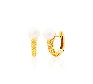 BRINCO DE OURO 18K FILIGRANA PÉROLA 6,5 REF/BR02.5381.020913