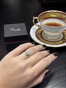 ANEL DE OURO 18K CHUV ESTRELA C.19 DIAM 0,25 PONTOS AN10058002B T17