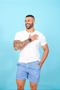 Bermuda Masculina-AZUL LISTRADA VERTICAL